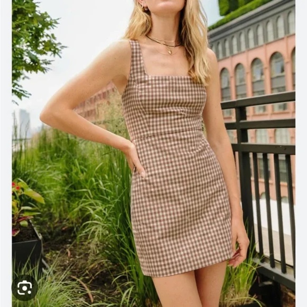 Favorite Daughter Break Up Dress in Brown Gingham - Size 10